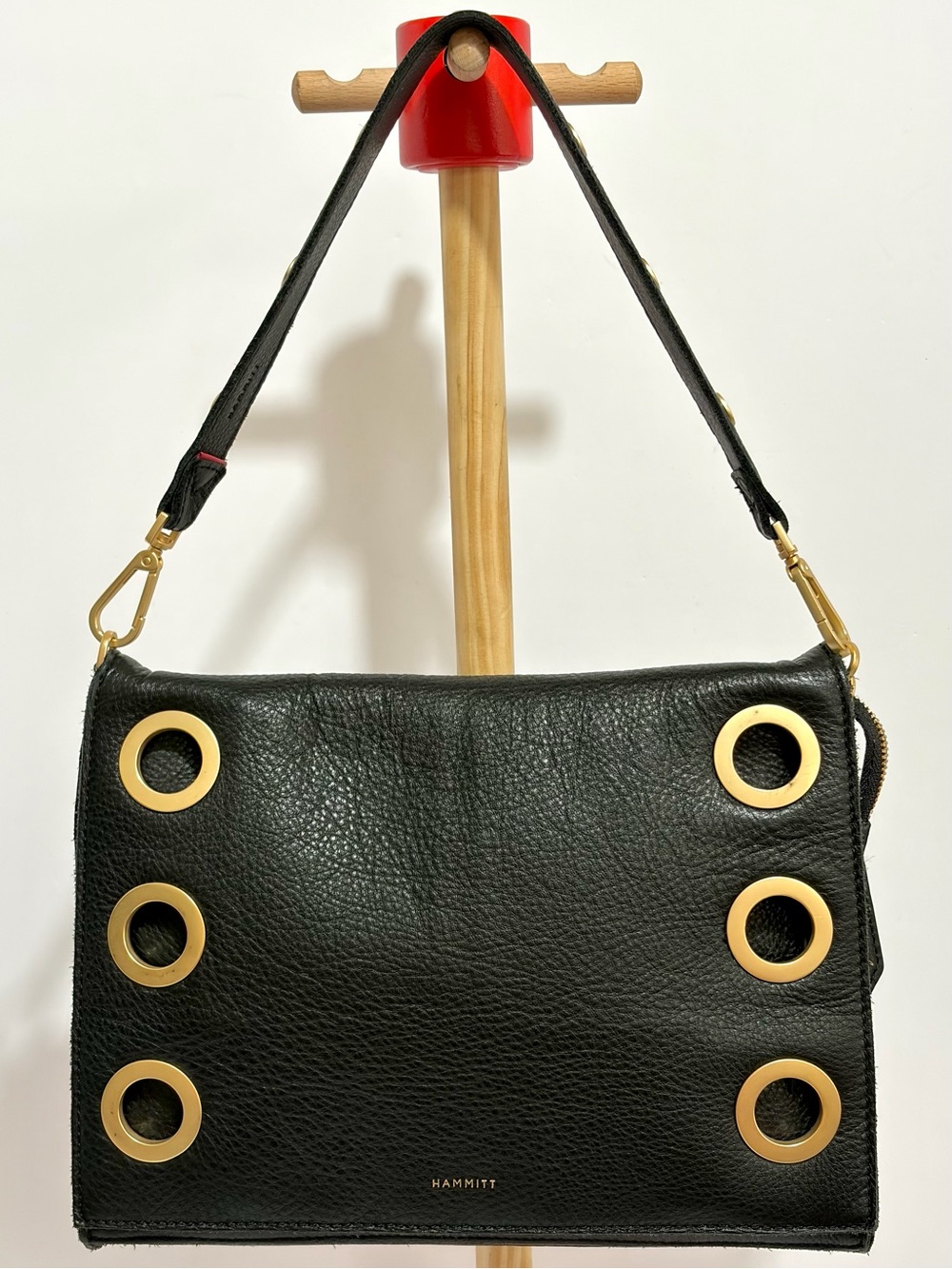 Hammitt Montana Revival Large Clutch In Black/Brushed Gold W/ Shoulder&CB Straps